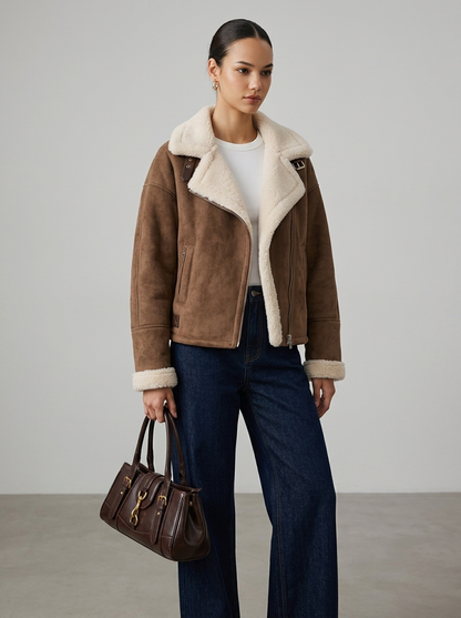 Ruœgy Manteau Doublé Polaire à Revers Femme