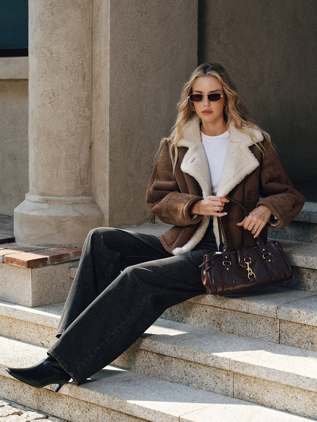 Ruœgy Manteau Doublé Polaire à Revers Femme