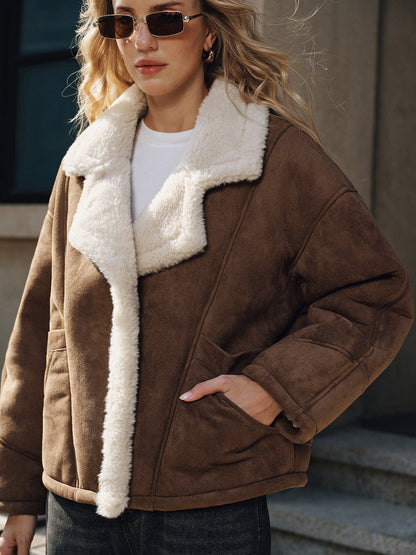 Ruœgy Manteau Doublé Polaire à Revers Femme