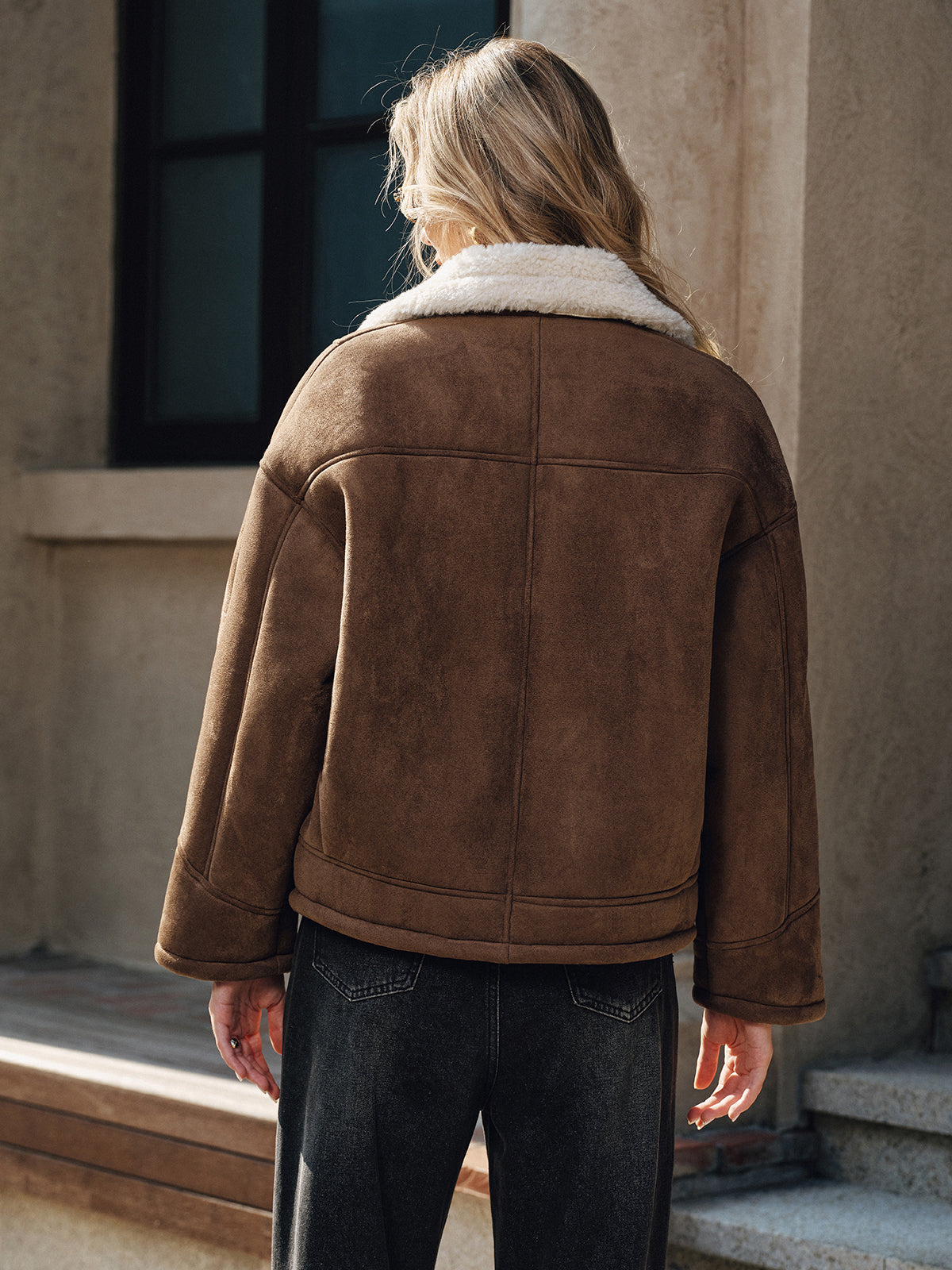 Ruœgy Manteau Doublé Polaire à Revers Femme