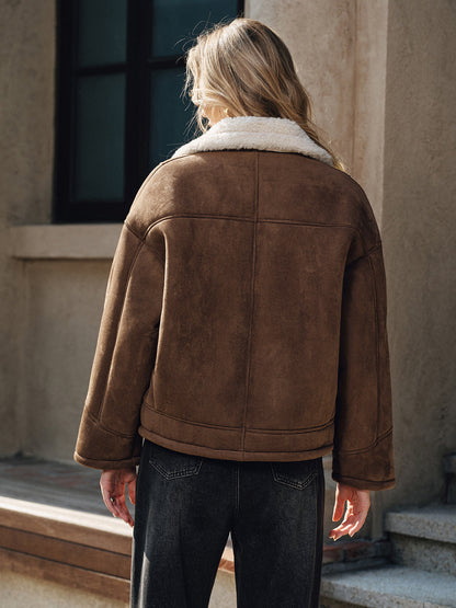 Ruœgy Manteau Doublé Polaire à Revers Femme