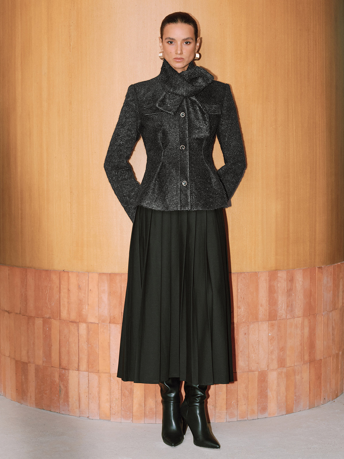 Ruœgy Manteau Laine Avec Écharpe Femme