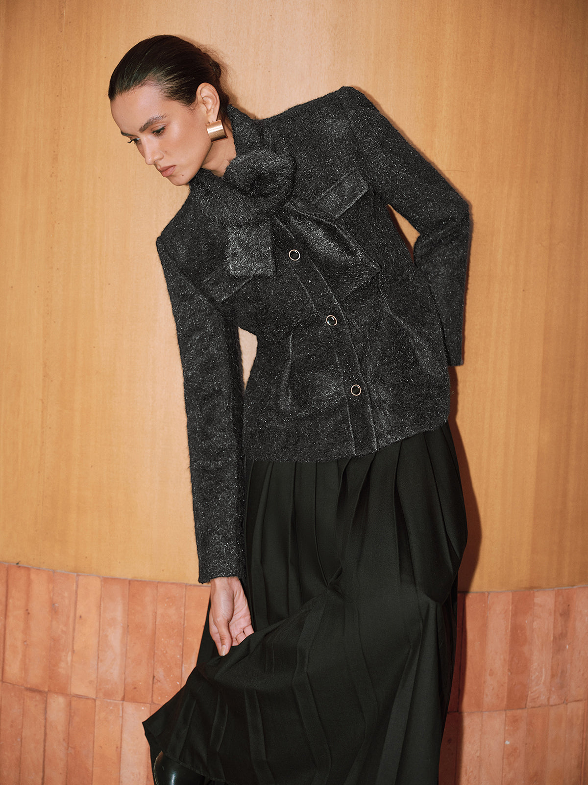 Ruœgy Manteau Laine Avec Écharpe Femme