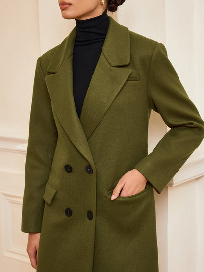 Ruœgy Manteau Long Croisé Ceinturé Femme