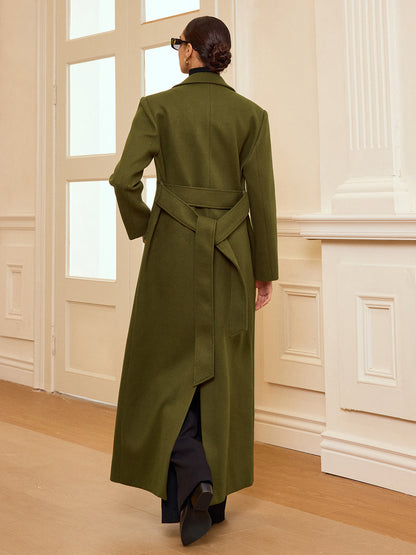 Ruœgy Manteau Long Croisé Ceinturé Femme