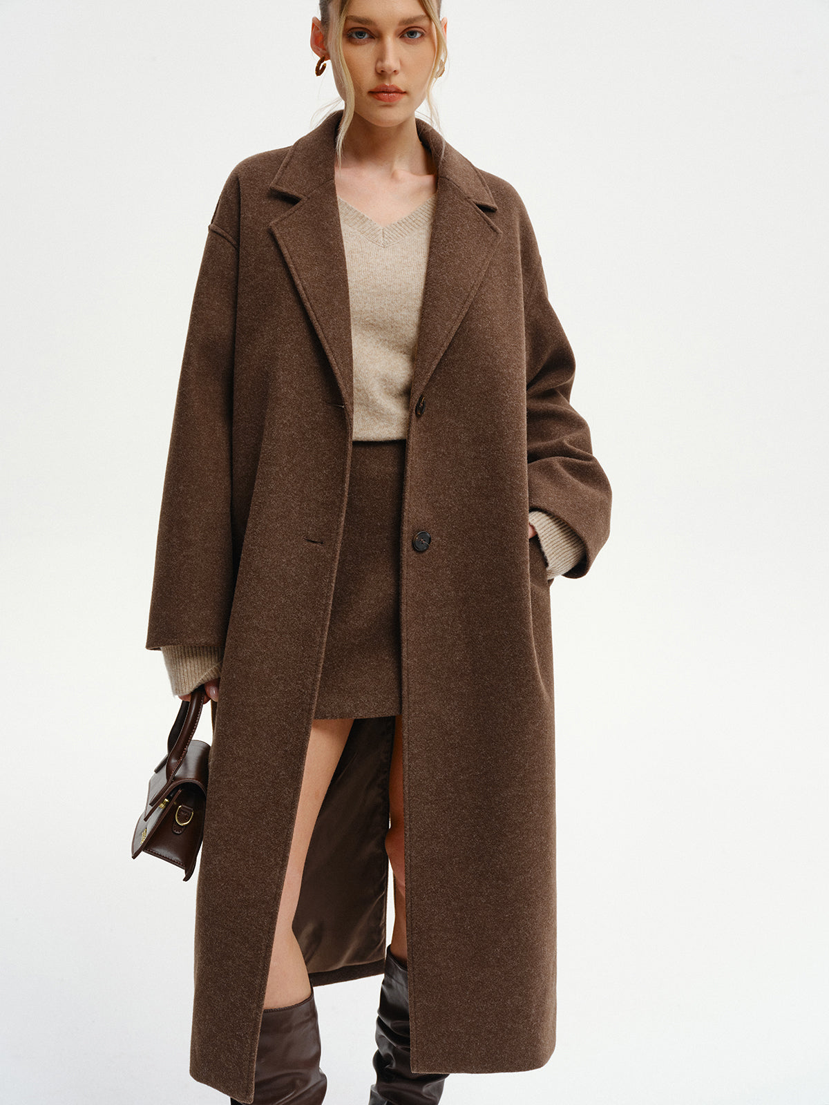 Ruœgy Manteau Tweed Femme Long Femme