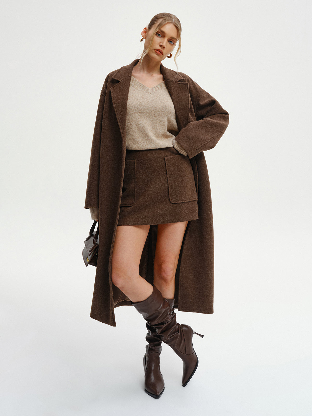 Ruœgy Manteau Tweed Femme Long Femme