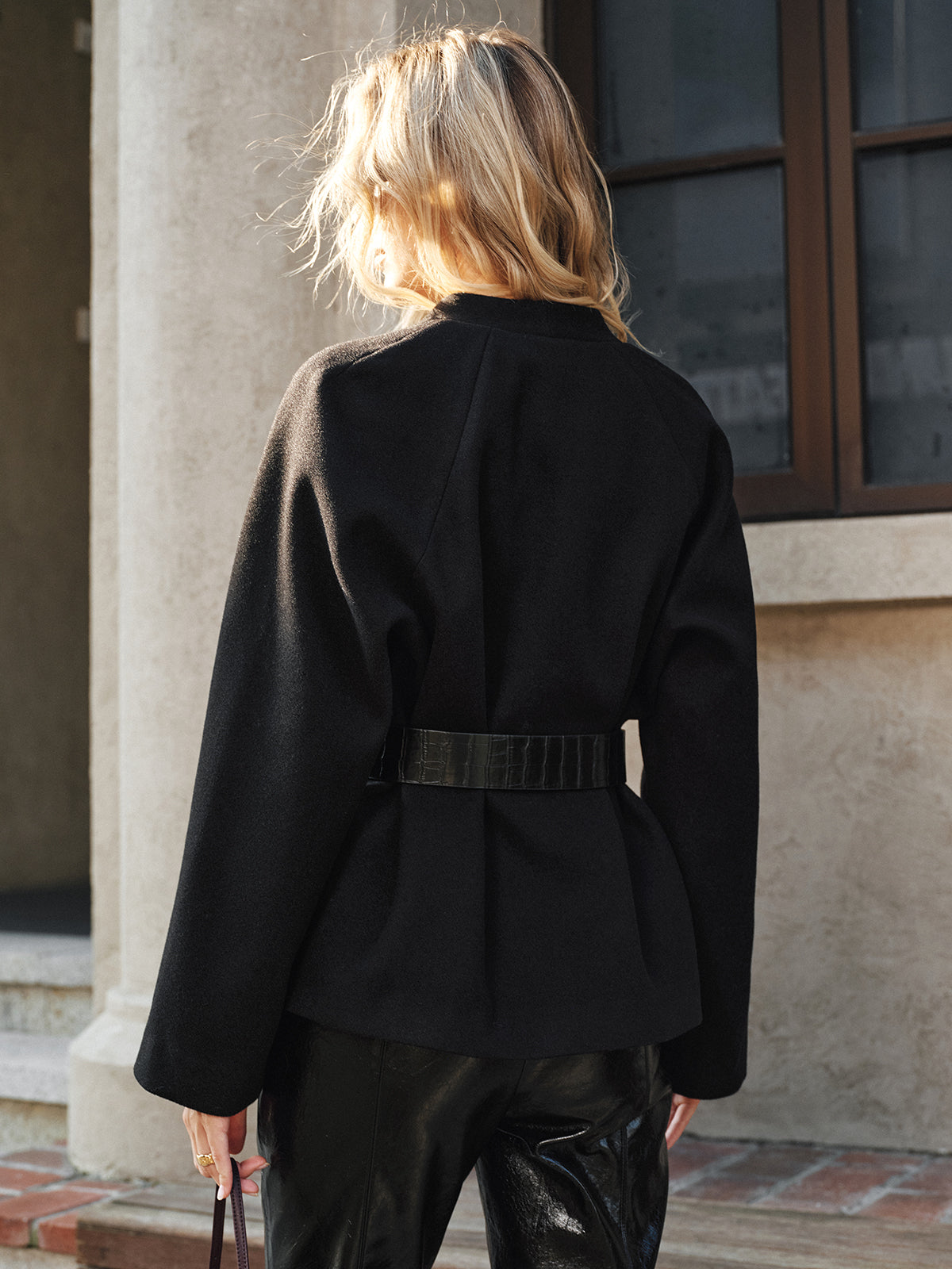 Ruœgy Manteau Ceinturé Femme Col V Chaud Femme