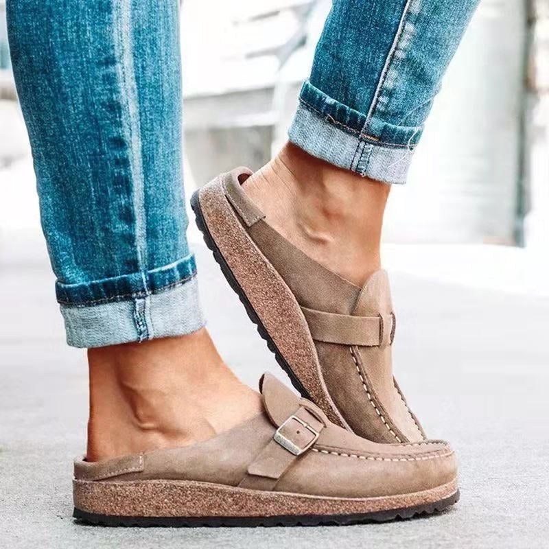 Mocassins Mule Femme à Enfiler avec Semelle Intérieure Rembourrée et Bout Fermé