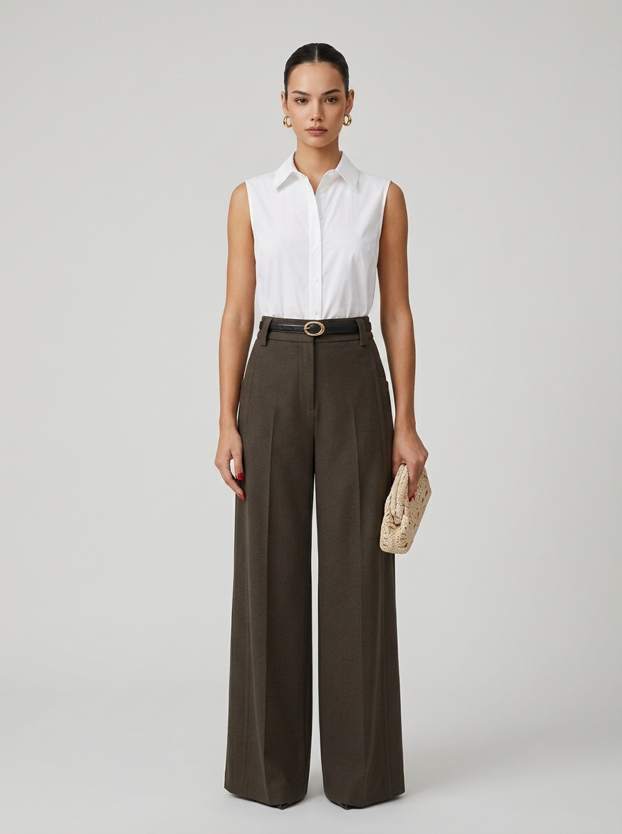 Ruœgy Pantalon Droit Ceinturé Femme