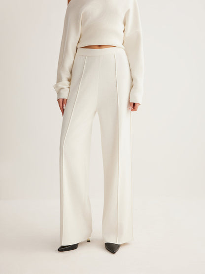 Ruœgy Pantalon Taille Haute en Laine Mélangée Femme