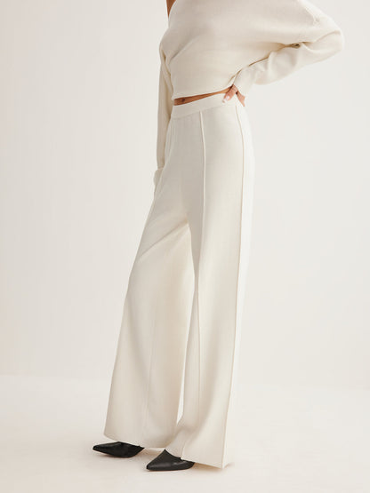 Ruœgy Pantalon Taille Haute en Laine Mélangée Femme