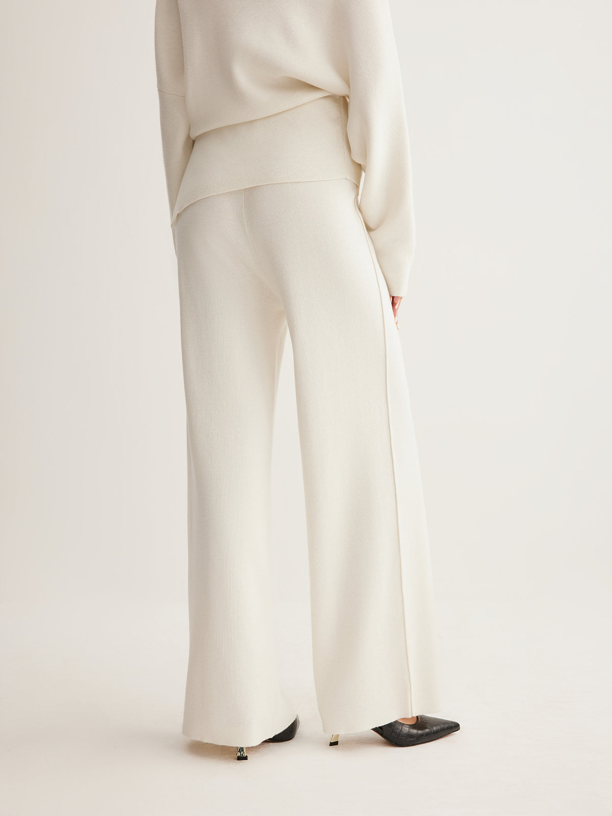 Ruœgy Pantalon Taille Haute en Laine Mélangée Femme