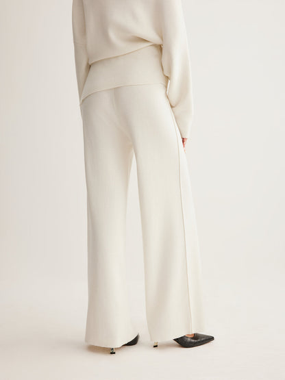 Ruœgy Pantalon Taille Haute en Laine Mélangée Femme