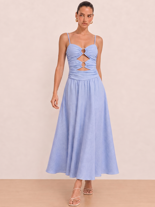 Ruœgy Robe Longue à Bretelles Nouées Femme