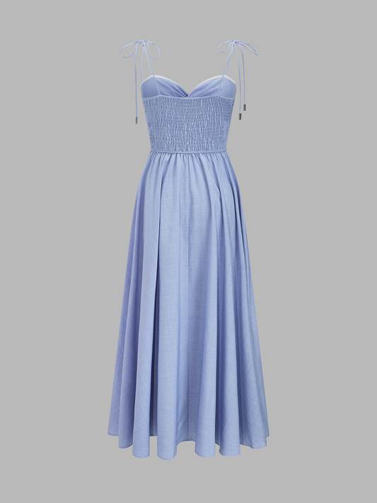 Ruœgy Robe Longue à Bretelles Nouées Femme