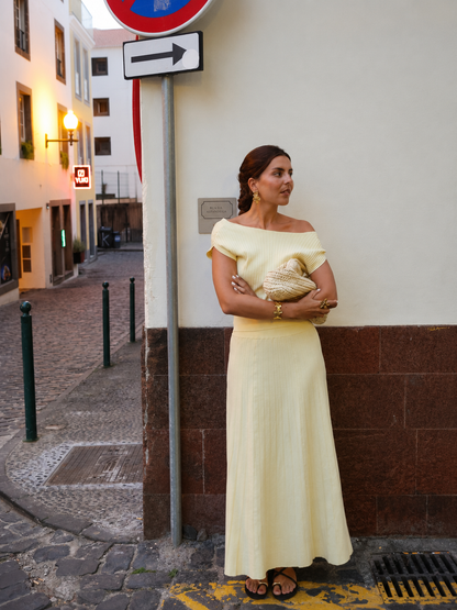 Ruœgy Top Maille Côtelée Manches Courtes Femme