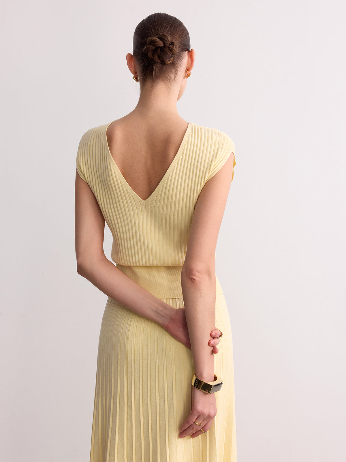 Ruœgy Top Maille Côtelée Manches Courtes Femme