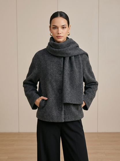 Ruœgy Veste Bouclée Avec Écharpe Femme