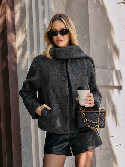 Ruœgy Veste Bouclée Avec Écharpe Femme