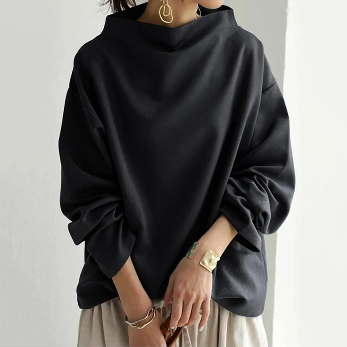 Ruœgy Pull  Oversize Col Roulé Femme