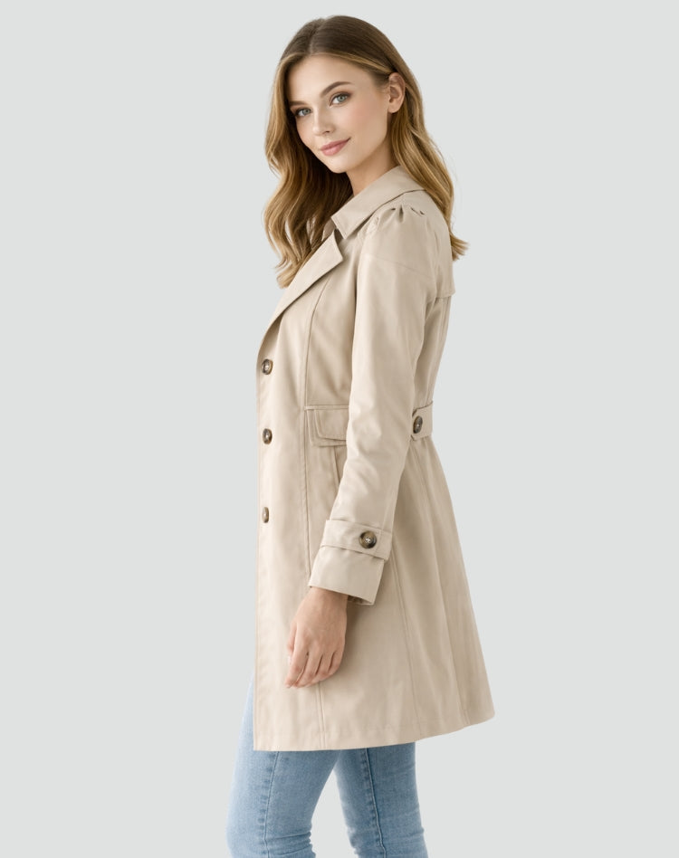 Trench Court Léger Cintré à Col Revers Femme