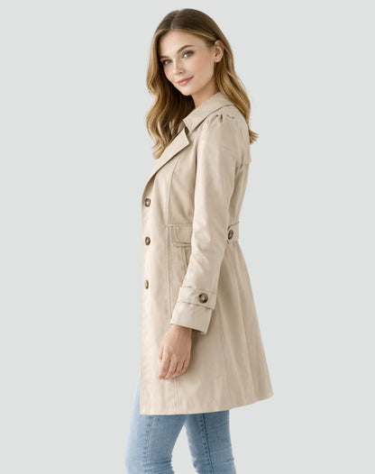 Trench Court Léger Cintré à Col Revers Femme
