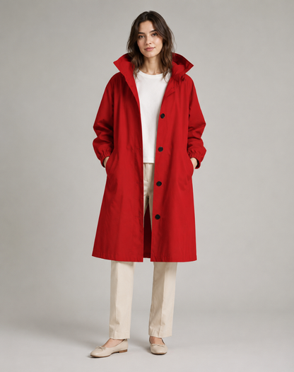 Trench Léger Déperlant à Capuche Femme