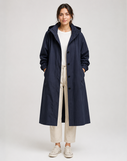 Trench Léger Déperlant à Capuche Femme
