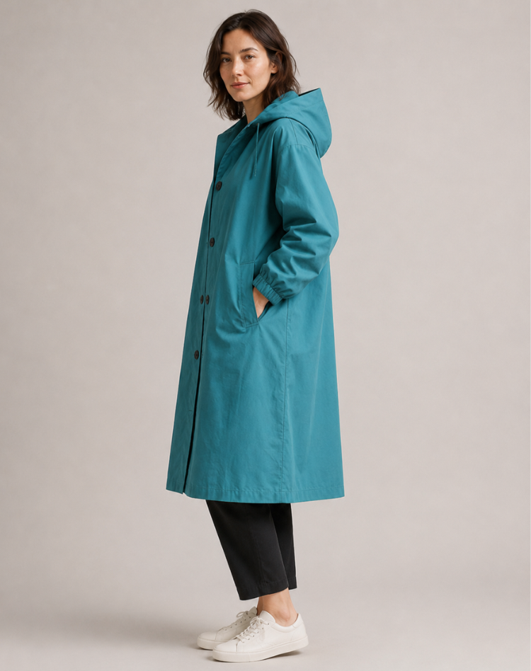 Trench Léger Déperlant à Capuche Femme