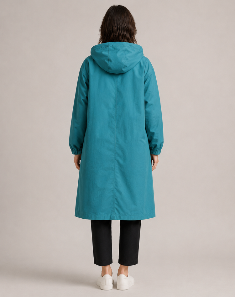 Trench Léger Déperlant à Capuche Femme