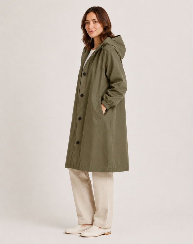 Trench Léger Déperlant à Capuche Femme