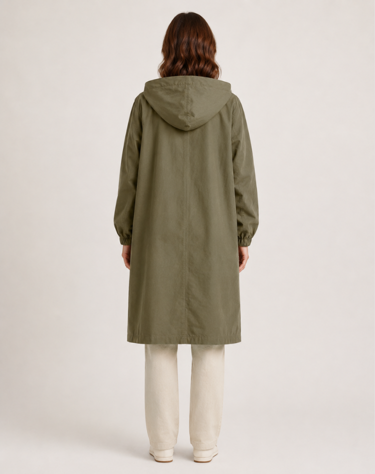Trench Léger Déperlant à Capuche Femme