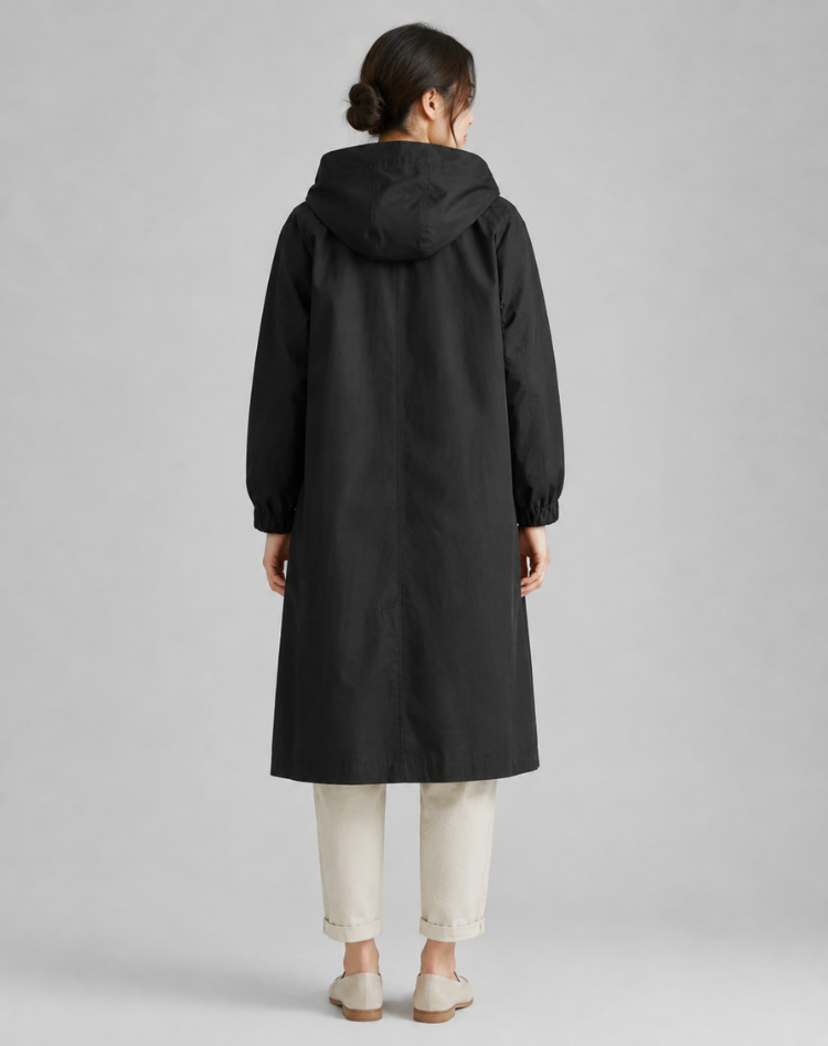 Trench Léger Déperlant à Capuche Femme