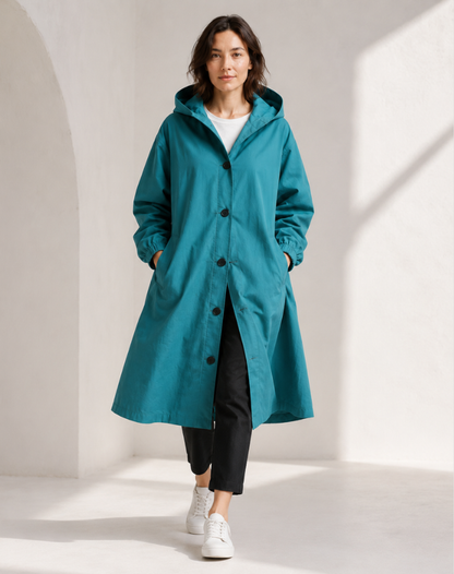Trench Léger Déperlant à Capuche Femme