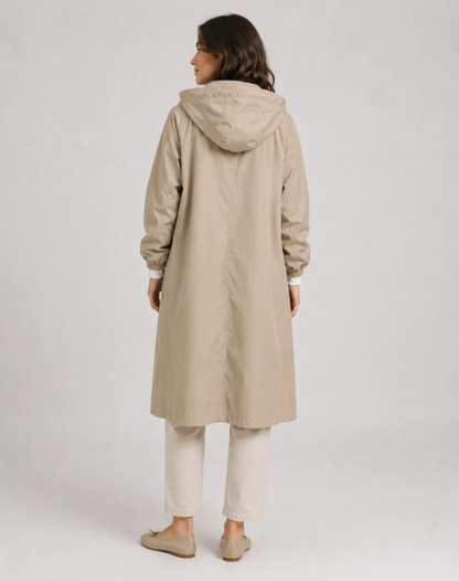 Trench Léger Déperlant à Capuche Femme
