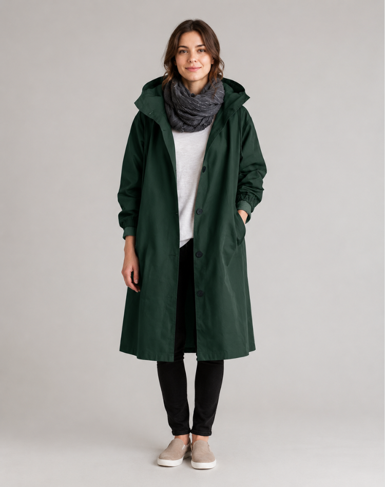Trench Léger Déperlant à Capuche Femme