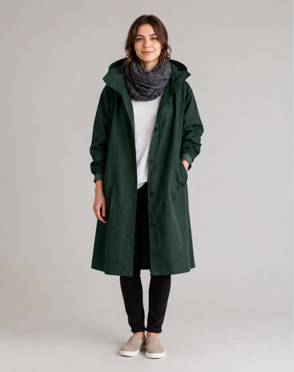 Trench Léger Déperlant à Capuche Femme