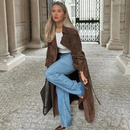 Veste Daim Marron Femme