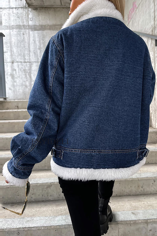 Veste Femme Ample Patchwork en Laine d’Agneau à Col Revers et Coupe Irrégulière