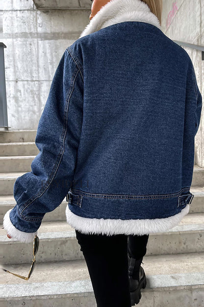 Veste Femme Ample Patchwork en Laine d’Agneau à Col Revers et Coupe Irrégulière