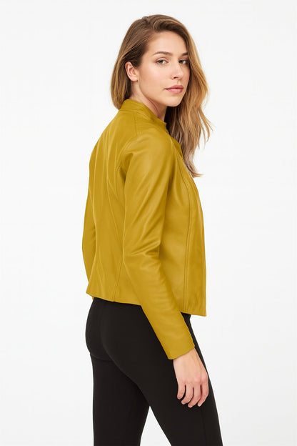 Veste Simili Cuir Courte Femme