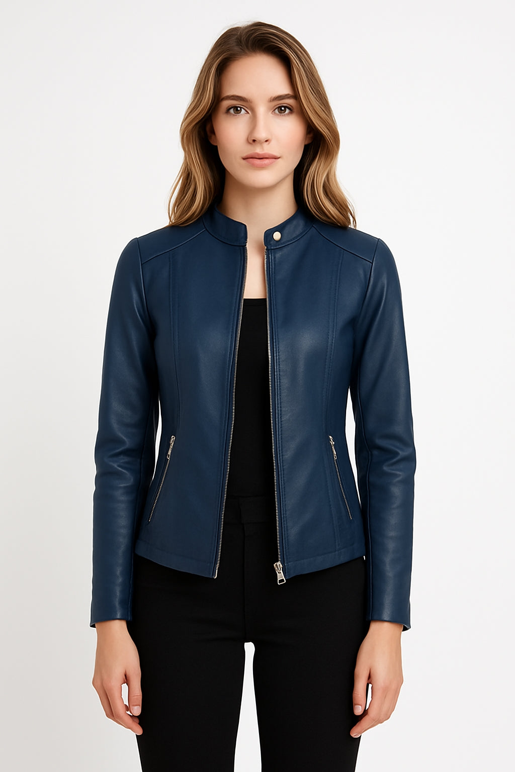 Veste Simili Cuir Courte Femme
