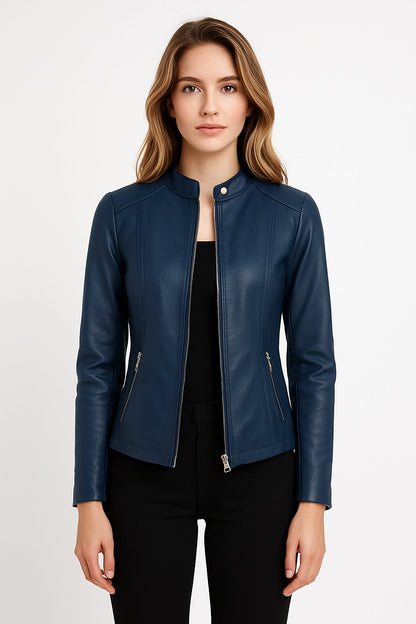 Veste Simili Cuir Courte Femme