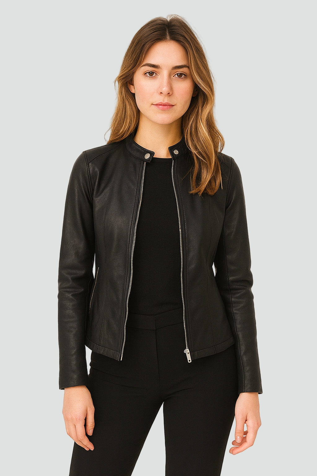 Veste Simili Cuir Courte Femme