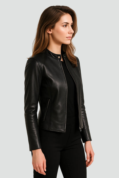 Veste Simili Cuir Courte Femme
