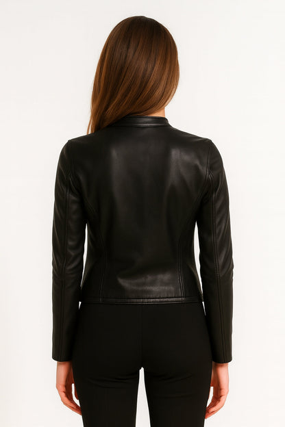 Veste Simili Cuir Courte Femme