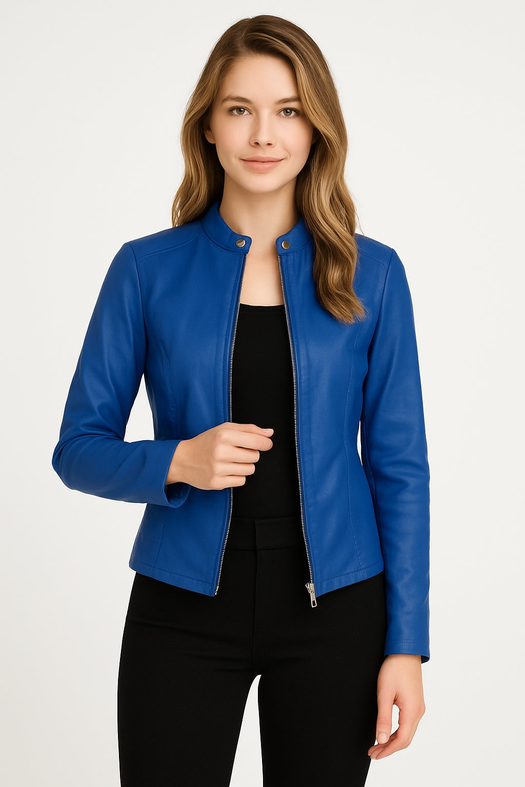 Veste Simili Cuir Courte Femme