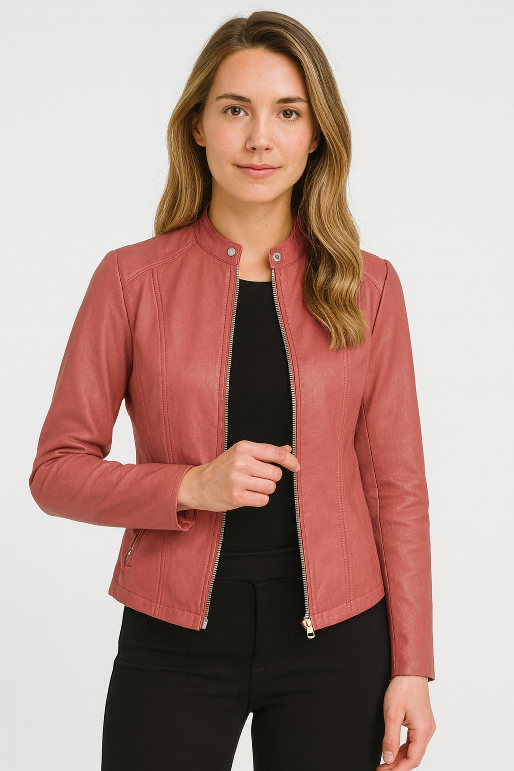 Veste Simili Cuir Courte Femme