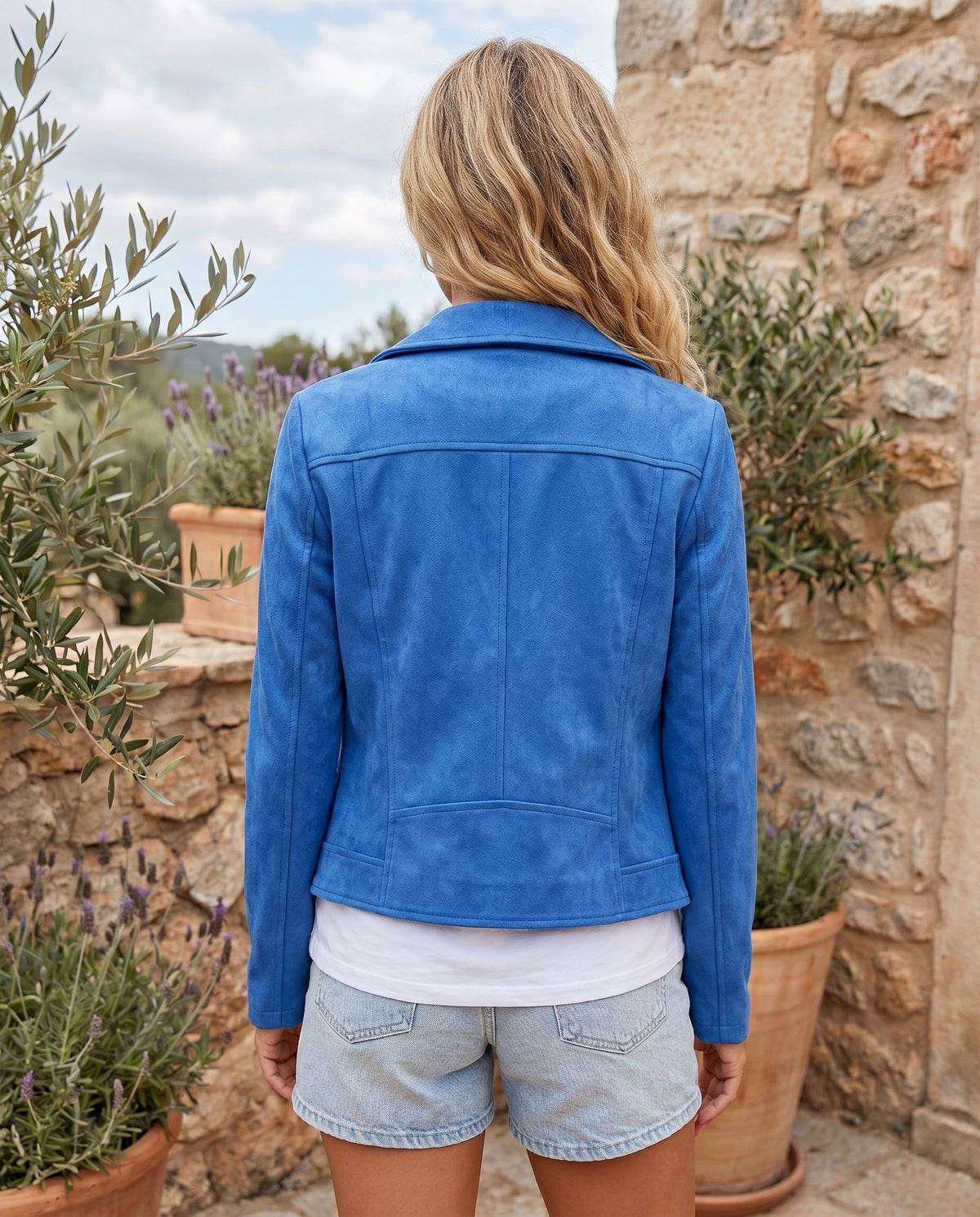 Veste en Daim Style Biker Femme
